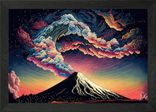 Listing image for Volcano Landscape Framed Wall Art Poster Canvas Print Picture