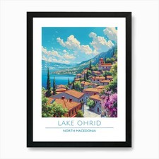 Listing image for Lake Ohrid Art Print Framed Wall Art Poster Canvas Print Picture