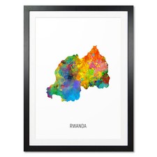 Listing image for Rwanda Map, Poster, Canvas or Framed Print, watercolour painting 10921