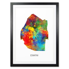 Listing image for Eswatini Map, Poster, Canvas or Framed Print, watercolour painting 10828