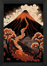 Listing image for Volcano Landscape Framed Wall Art Poster Canvas Print Picture