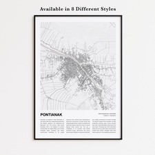 Listing image for Pontianak Map Print, West Kalimantan Travel Poster, Modern Map, Wall Decor Art