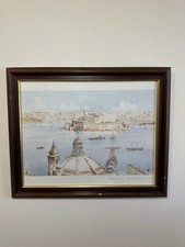 Listing image for Vintage Canvas Print “Fort St. Angelo in Grand Harbour” Malta Riverside Boats