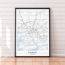 Listing image for Turku Map Poster Print Unframed Turku Finland Map Art Minimalist Street Decor