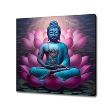 Listing image for Buddha Pink Lotus Flower Canvas Print, Zen Art Print, Spiritual Art Print