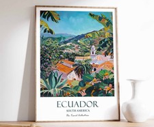 Listing image for 4 Ecuador Travel Poster, Ecuador Print, South America Travel Art, Floral Poster,