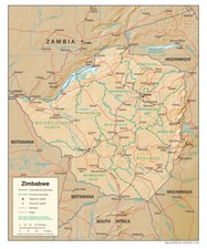 Listing image for Zimbabwe Physical Geography Geographic Physiographic Map Country Nation Print