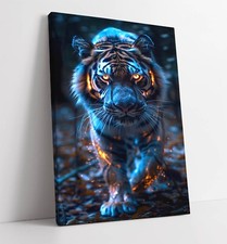 Listing image for COOL ORANGE GLOWING TIGER ANIMAL CANVAS WALL ART PICTURE PRINT