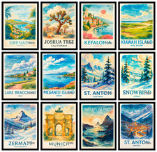 Listing image for World Cities Travel Poster Print | Famous Skyline Wall Art for Home Decoration