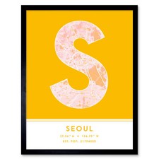 Listing image for Seoul South Korea City Map Typography Framed Wall Art Print 12x16 In