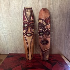Listing image for VINTAGE NEW GUINEA AFRICAN MASK WOOD HAND CARVED TRIBAL MASK WALL ART