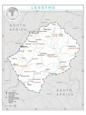 Listing image for Lesotho Political Administrative Province Road Rail City Country Map Poster
