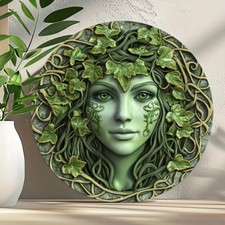Listing image for GREEN MAN LADY ELF TREE SPIRIT PLAQUE 2D METAL WALL ART GARDEN WALL FENCE DECOR