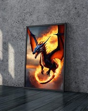 Listing image for BEAUTIFUL FIRE BREATHING DRAGON POSTER ART ANIME FANTASY PRINT- A1 A2 A3 A4 SIZE