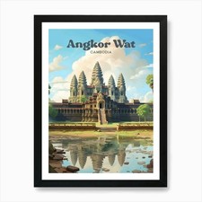 Listing image for Angkor Wat Temple Cambodia Travel I Framed Wall Art Poster Canvas Print Picture