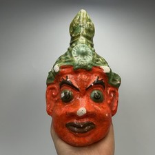 Listing image for Vintage Asian Guardian Spirit Mask Painted Plaster Wall Decor Folk Art Deity