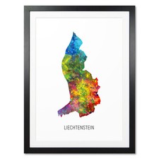Listing image for Liechtenstein Map, Poster, Canvas or Framed Print, watercolour painting 10874