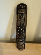 Listing image for Tiki Mask 10.2" Hawaiian Home Wall Decor Tribal Polynesian Carved Wood Mask Deco