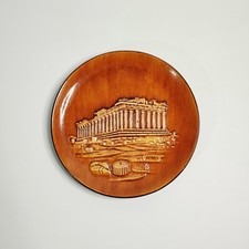 Listing image for Vintage Art Plate Handmade In Greece Parthenon Temple Wall Hanging Decor 7.5 Dia