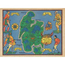 Listing image for Map Stuart 1960 Stevensons Treasure Island XL Wall Art Canvas Print