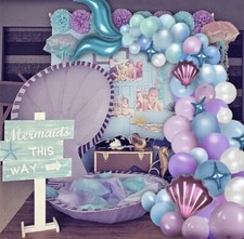 Listing image for Mermaid Balloon Arch Decorations Purple Blue Balloons Tail Backdrop Props 87 Pcs