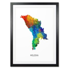 Listing image for Moldova Map, Poster, Canvas or Framed Print, watercolour painting 10885