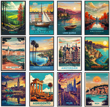 Listing image for Vintage Travel Poster City Retro Fantasy Cityscape Pub Wall Art Décor A5 A4 A3
