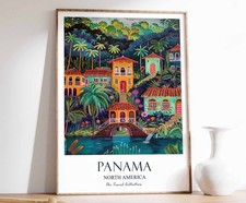 Listing image for 9 Panama Print, Panama Travel Poster, North America Travel Poster, Tropical Deco