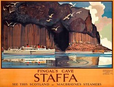 Listing image for Home Wall Art Print - Vintage Travel Poster - FINGALS CAVE STAFFA - A4,A3,A2