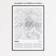 Listing image for Kigali City Map Print, Rwanda Travel Poster, Modern Map, Wall Decor Art