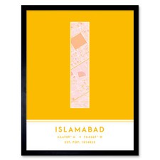 Listing image for Islamabad Pakistan City Map Typography Framed Wall Art Print 12x16 In