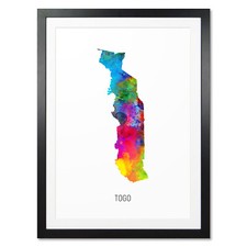 Listing image for Togo Map, Poster, Canvas or Framed Print, watercolour painting 10957