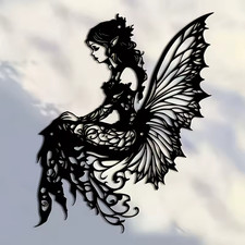 Listing image for Elegant Abstract Art Winged Female Elf Metal Wall Decor Silhouette