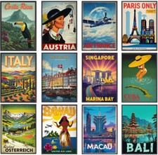 Listing image for Vintage Travel Holiday Poster Classic Retro City Print Home Decor Wall Art A4