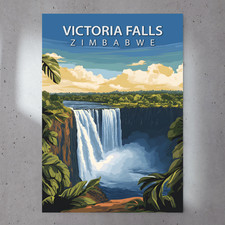 Listing image for Victoria Falls Zimbabwe A4 Poster, Prints, Wall Art Travel Poster Retro Poster
