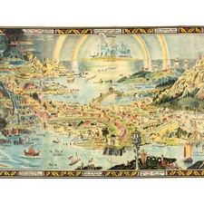 Listing image for Sleigh 1918 Pictorial Fantasy Ancient Fairyland Map XL Wall Art Canvas Print