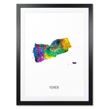 Listing image for Yemen Map, Poster, Canvas or Framed Print, watercolour painting 10973
