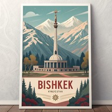 Listing image for Bishkek Kyrgyzstan Cultural Heritage Travel Poster - Vibrant Cityscape Art Print