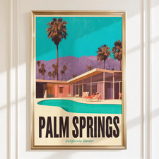 Listing image for Palm Springs California Desert Mid Century Retro Travel Poster Wall Art