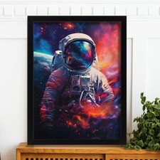 Listing image for Astronaut Wall Art Deep Space Illustration Galaxy Print Cosmic Art Nebula Poster