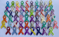 Listing image for UK Personalised Awareness Enamel Ribbon Lapel Pin Badge / Brooch. Funeral.