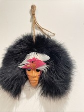 Listing image for Folk Art Black Feather Spirit Mask Wall Decor Native American