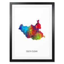 Listing image for South Sudan Map, Poster, Canvas or Framed Print, watercolour painting 10941
