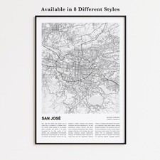 Listing image for San José City Map Print, Costa Rica Travel Poster, Modern Map, Wall Decor Art