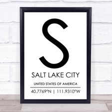 Listing image for Salt Lake City United States Of America Coordinates Travel Quote Wall Art Print