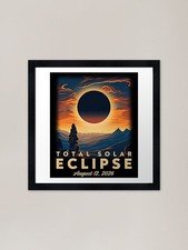 Listing image for Total Solar Eclipse August 12 2026 Framed Wall Art Poster Canvas Print Picture