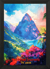 Listing image for The Pitons Soufriere Art Framed Wall Art Poster Canvas Print Picture