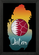 Listing image for Qatar Land Map with Ball Framed Wall Art Poster Canvas Print Picture