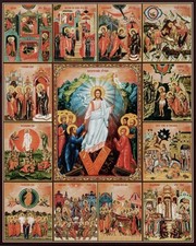 Listing image for resurrection Orthodox Icon Byzantine Wood Art Religious Wall Art Panel Decor