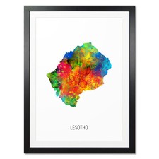 Listing image for Lesotho Map, Poster, Canvas or Framed Print, watercolour painting 10871